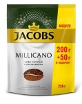 Кофе, Jacobs (Якобс) 250 г Милликано сублимированный с молотым мягкая упаковка