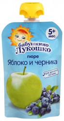 Пюре, Бабушкино лукошко 90 г яблоко черника с 5 мес дой-пак